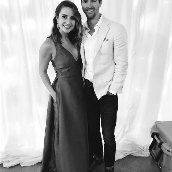 David's Bridal Dresses & Skirts - V-Neck Mikado Bridesmaid Dress with pockets!